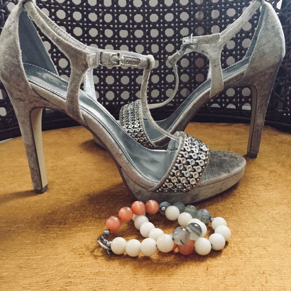 Calvin Klein Silver PlatForm Stiletto Sandals, 9